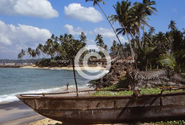 Fishing boat in Village of Hikkaduwa,  on West Coast of Sri Lanka, 20th century. Artist: CM Dixon.
