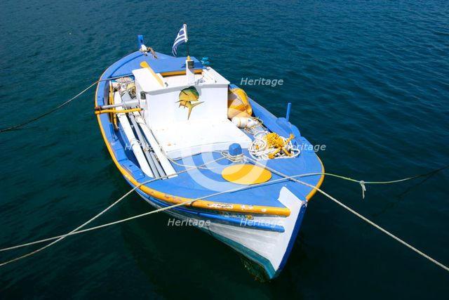 Fishing boat, Sami, Kefalonia, Greece. Creator: Peter Thompson.