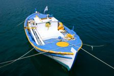 Fishing boat, Sami, Kefalonia, Greece. Creator: Peter Thompson