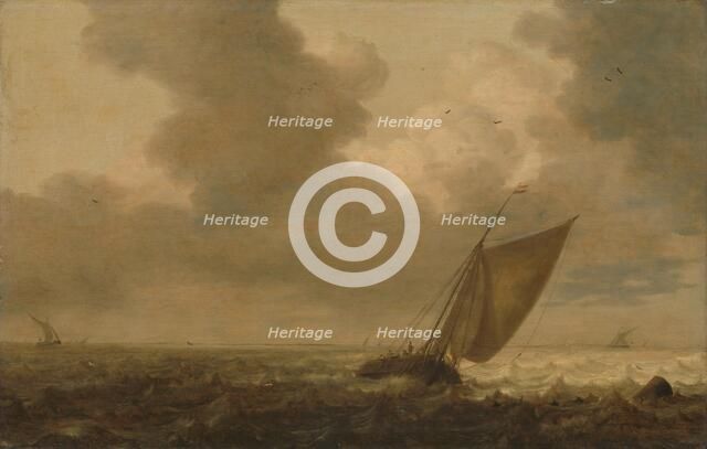 Fishing boat with the wind in the sails, 1625-1640. Creator: Pieter Mulier the younger.