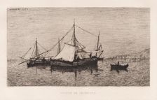 Fishing Boat/Coastal Shipping Boat (Italian Coast)..., 1874. Creator: Adolphe Appian (French, 1818-1898)