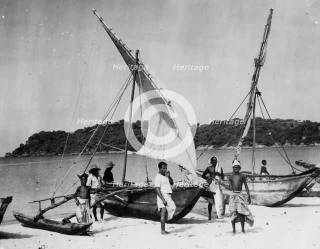 Fishing boats, Trincomalee, Ceylon, 1945. Artist: Unknown
