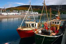 Fishing boats, Ullapool harbour, Highland, Scotland. Creator: Peter Thompson