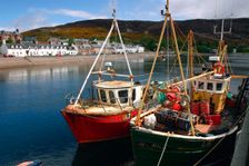 Fishing boats, Ullapool harbour, Highland, Scotland. Creator: Peter Thompson