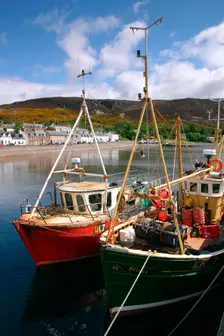 Fishing boats, Ullapool harbour, Highland, Scotland. Creator: Peter Thompson