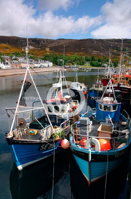 Fishing boats, Ullapool harbour, Highland, Scotland. Creator: Peter Thompson.