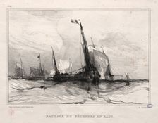 Fishing Boats at Anchor, 1836. Creator: Eugène Isabey (French, 1803-1886)