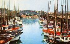 Fishing boats at Fisherman's Wharf, San Francisco, California, USA, 1957