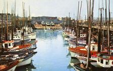 Fishing boats at Fisherman's Wharf, San Francisco, California, USA, 1957