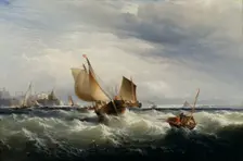 Fishing Boats Beating up to Windward, ca. 1858. Creator: Edward Moran