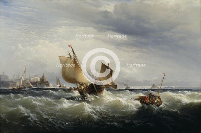 Fishing Boats Beating up to Windward, ca. 1858. Creator: Edward Moran.