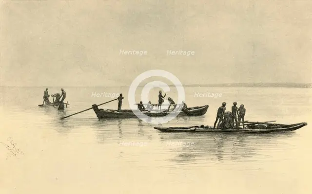 Fishing boats, Ceylon, 1898.  Creator: Christian Wilhelm Allers.