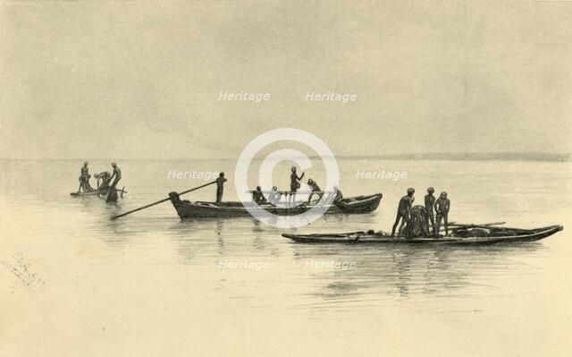 Fishing boats, Ceylon, 1898.  Creator: Christian Wilhelm Allers.