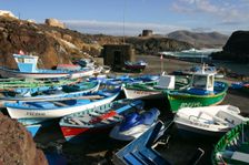 Fishing Boats, El Cotillo, Fuerteventura, Canary Islands. Creator: Peter Thompson