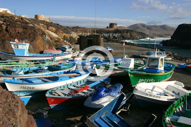 Fishing Boats, El Cotillo, Fuerteventura, Canary Islands. Creator: Peter Thompson.