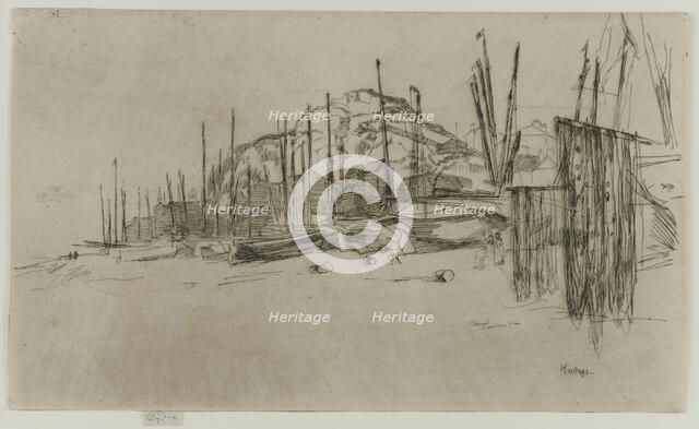 Fishing Boats, Hastings, 1877. Creator: James Abbott McNeill Whistler.