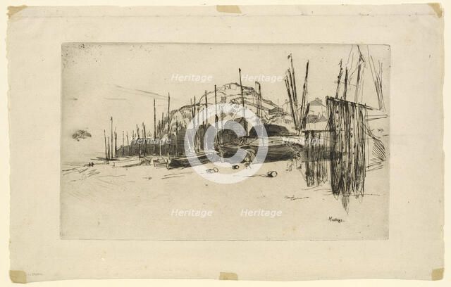 Fishing Boats, Hastings, 1877. Creator: James Abbott McNeill Whistler.