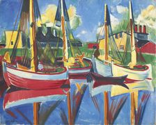 Fishing boats in the afternoon sun, 1921. Creator: Max Pechstein