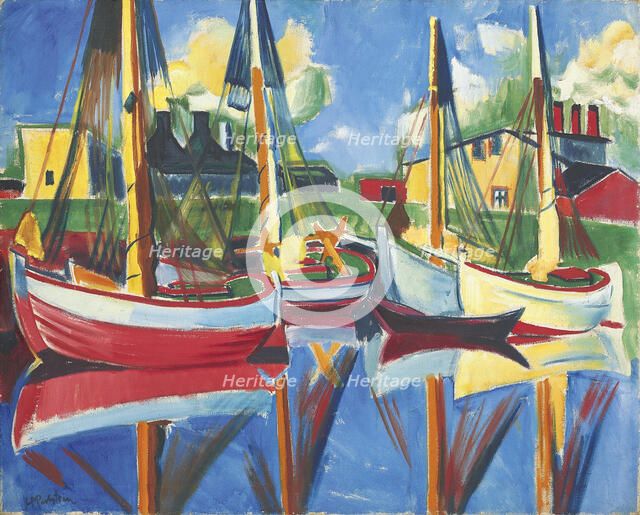 Fishing boats in the afternoon sun, 1921. Creator: Max Pechstein.