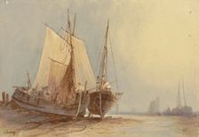 Fishing boats in the evening, 19th century. Creator: Frantz