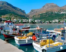 Fishing boats in the harbour, Plakias, Crete, Greece. Creator: Peter Thompson