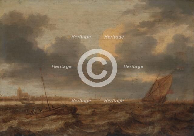 Fishing Boats in Choppy Waters, c.1630. Creator: Jan Porcellis.