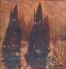 Fishing Boats in Fog c1913. Artist: Carlos Grethe