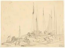 Fishing Boats in Port, c. 1830. Creator: Unknown