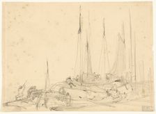 Fishing Boats in Port, c. 1830. Creator: Unknown