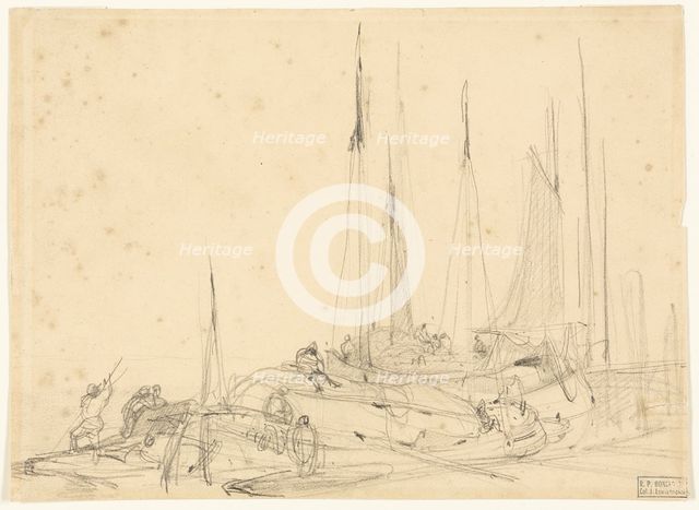 Fishing Boats in Port, c. 1830. Creator: Unknown.