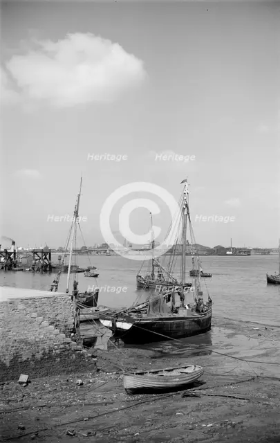Fishing boats moored at Gravesend, Kent, c1945-c1965. Artist: SW Rawlings