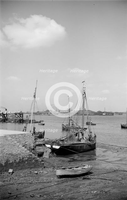 Fishing boats moored at Gravesend, Kent, c1945-c1965. Artist: SW Rawlings