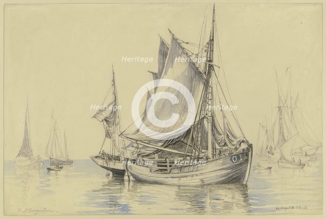 Fishing boats near Ostend, 1886. Creator: Ernst Morgenstern.