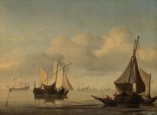 Fishing Boats near a Sandbank in a Calm, 2nd half of 1650s. Creator: Willem van de Velde the Younger