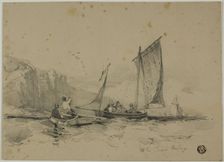 Fishing Boats Near Cliffs, n.d. Creator: Unknown