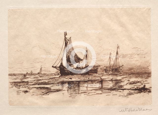 Fishing Boats on the Beach at Scheveningen. Creator: Maurits Frederik Hendrik De Haas (American, 1832-1895).