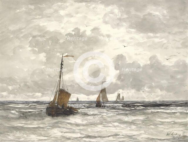Fishing Boats on the Breakers, 1841-1915. Creator: Hendrik Willem Mesdag.
