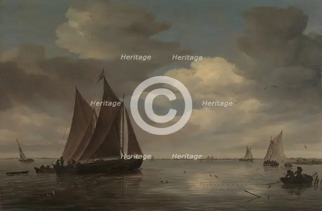 Fishing Boats on a River, early 1660s. Creator: Salomon Ruysdael.