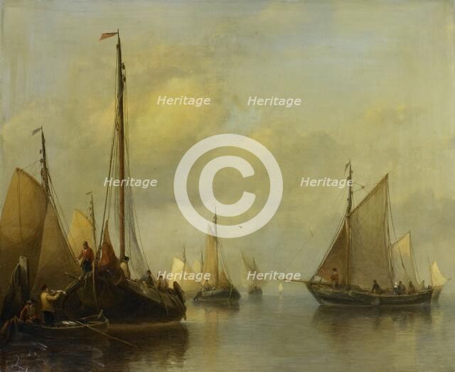 Fishing Boats on calm Water, 1840-1850. Creator: Antonie Waldorp.