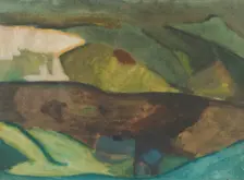 Fishing Cottages by the River. Motif from Granvåg, Faxälven, 1917. Creator: Helmer Osslund