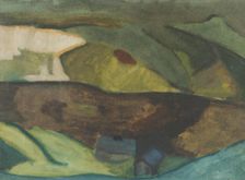 Fishing Cottages by the River. Motif from Granvåg, Faxälven, 1917. Creator: Helmer Osslund