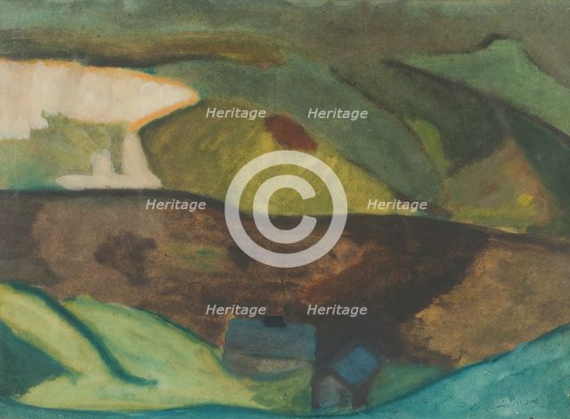 Fishing Cottages by the River. Motif from Granvåg, Faxälven, 1917. Creator: Helmer Osslund.