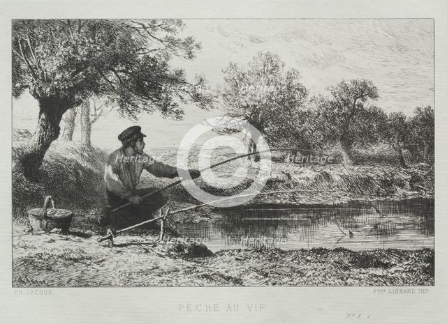 Fishing. Creator: Charles-Émile Jacque (French, 1813-1894).