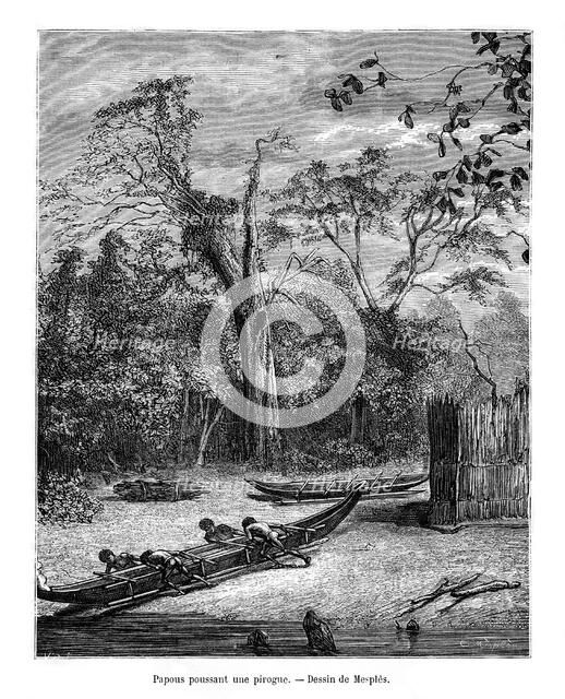 Fishing dugout, Papua, 19th century. Artist: Mesples