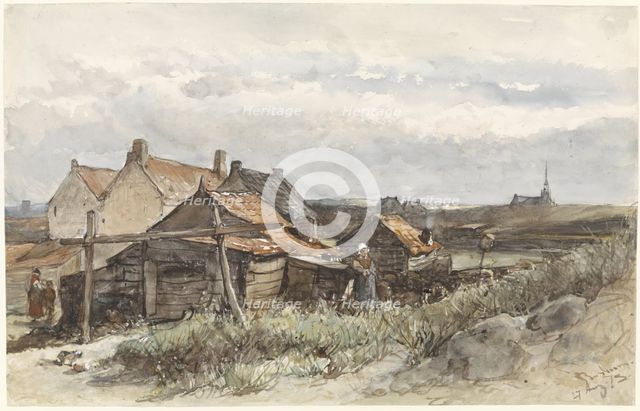 Fishing Family Houses in Scheveningen, 1873. Creator: Johannes Bosboom.