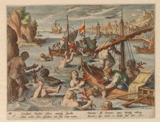 Fishing for Coral. From the series Venationes Ferarum, Avium, Piscium, 1578. Creator: Stradanus (Straet, van der), Johannes (1523-1605)