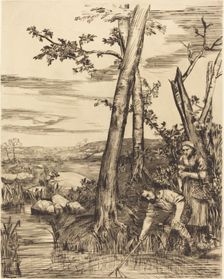 Fishing for Crayfish (Les pecheurs d'ecrevisses). Creator: Alphonse Legros
