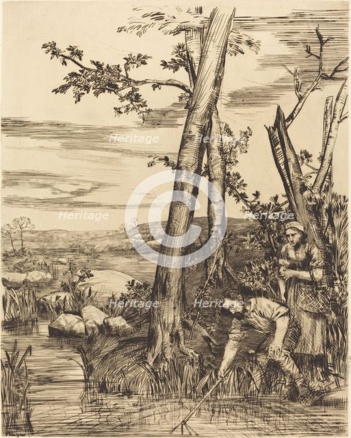Fishing for Crayfish (Les pecheurs d'ecrevisses). Creator: Alphonse Legros.