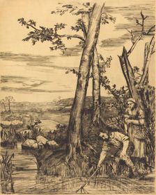 Fishing for Crayfish (Les pecheurs d'ecrevisses). Creator: Alphonse Legros