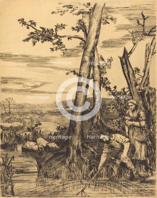 Fishing for Crayfish (Les pecheurs d'ecrevisses). Creator: Alphonse Legros.